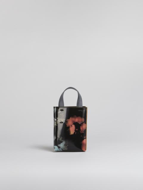 NANO MUSEO TOTE BAG IN SUNFLOWER PRINT POLISHED LEATHER