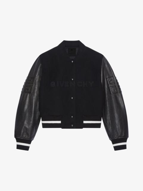 GIVENCHY CROPPED VARSITY JACKET IN WOOL AND LEATHER