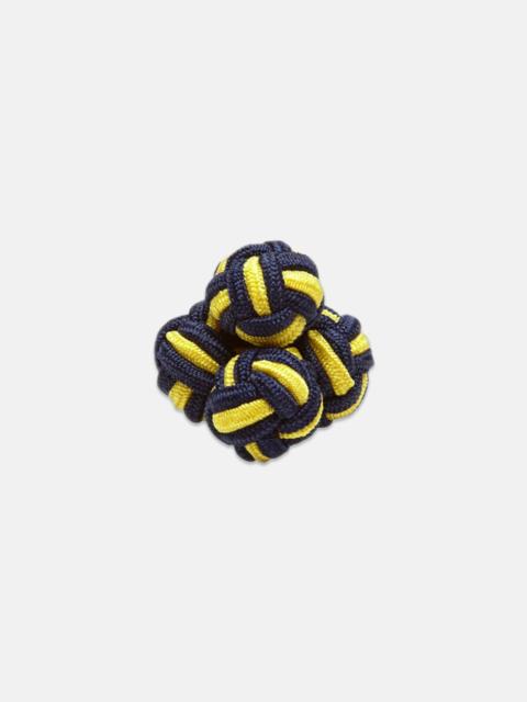 J. PRESS NAVY & YELLOW MONKEY'S FIST SILK KNOT CUFFLINKS