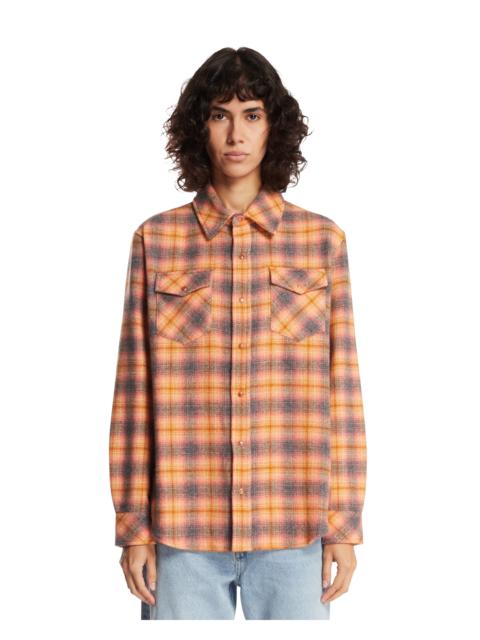 God’s True Cashmere Orange Olive Shadow Tartan Cashmere Shirt