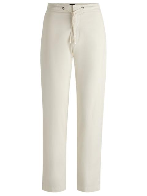 BOSS STRETCH-COTTON TROUSERS WITH DRAWCORD WAIST