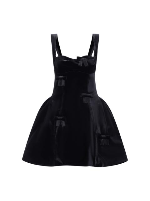 LEO LIN Ariel Bow Velvet Mini Dress black