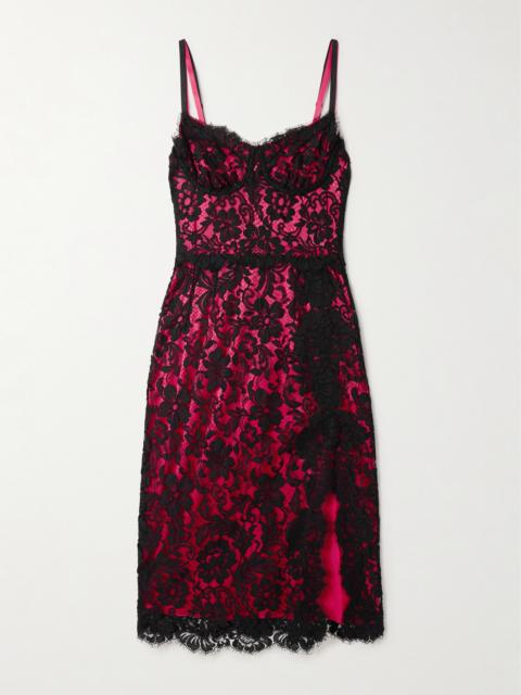 Dolce & Gabbana Layered Cotton-blend Lace And Stretch-silk Satin Bustier Midi Dress