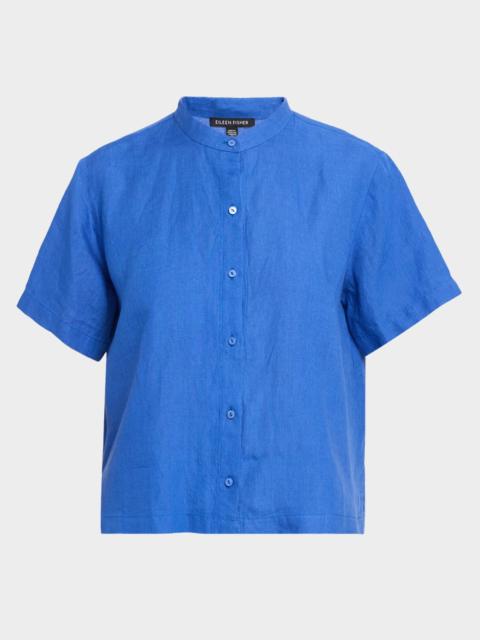 EILEEN FISHER Button-Down Organic Linen Shirt