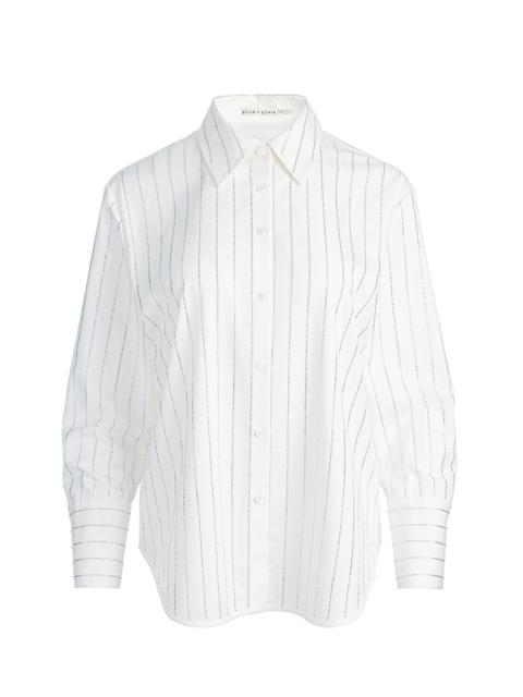 Alice + Olivia FINELY EMBELLISHED OVERSIZED BUTTON DOWN