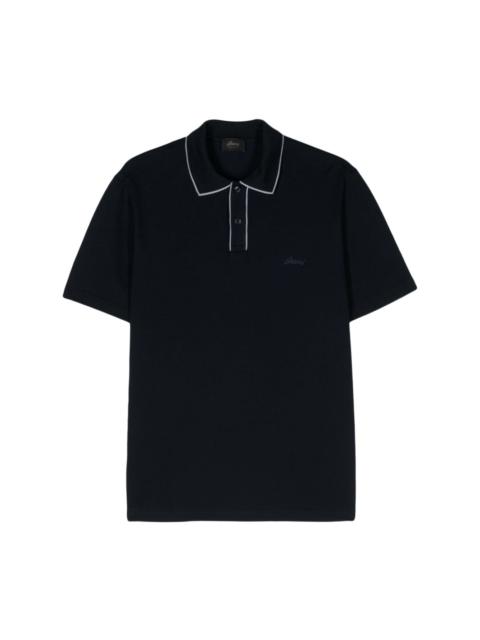 Brioni logo-embroidered cotton polo shirt