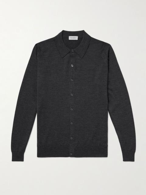 JOHN SMEDLEY Tibor Merino Wool Cardigan Gray