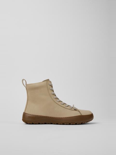 CAMPER Peu Serra Beige Nubuck Ankle Boots for Women.