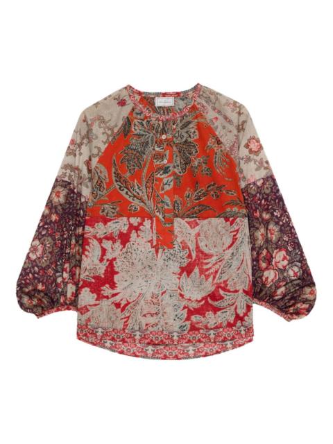 Pierre-Louis Mascia Dante patchwork balloon-sleeve shirt