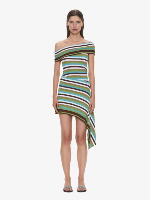 CHRISTOPHER ESBER Stripe Knit Extension Drape Mini Dress