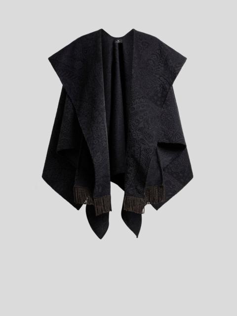 Etro WOOL-BLEND JACQUARD CAPE WITH PAISLEY FOLIAGE MOTIF
