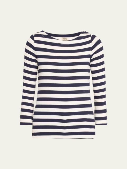 L'AGENCE Lucille Stripe Boat-Neck Shirt