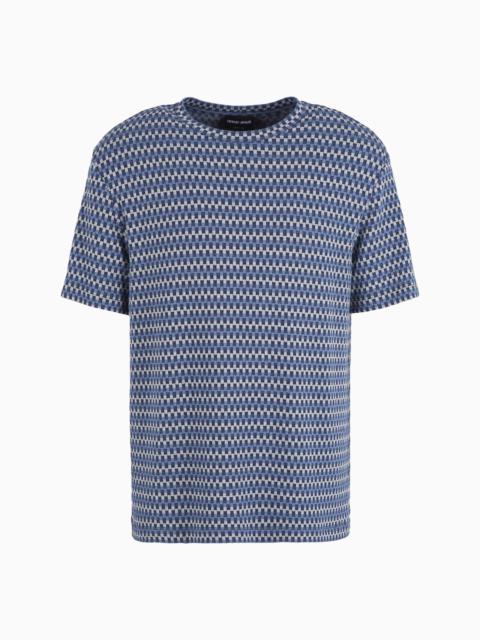 GIORGIO ARMANI Stretch viscose jacquard jersey crew-neck T-shirt