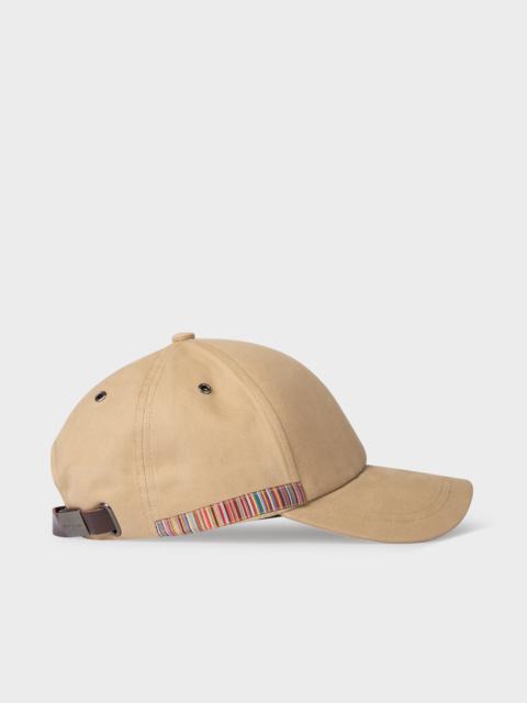 Paul Smith Camel 'Signature Stripe' Trim Cotton Baseball Cap