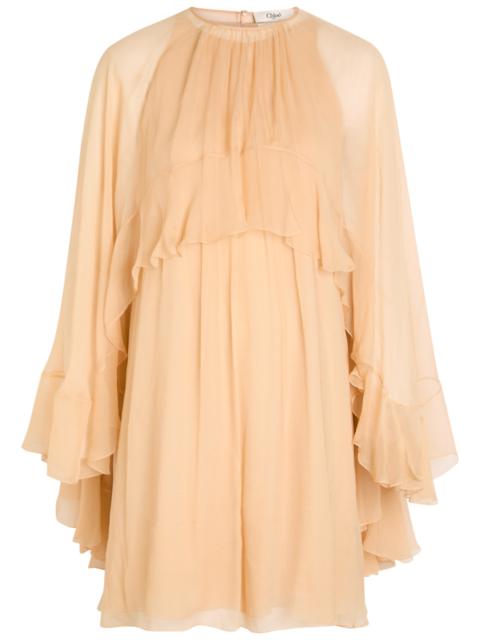 Chloé Chloe Ruffled Cape-effect Silk Mini Dress