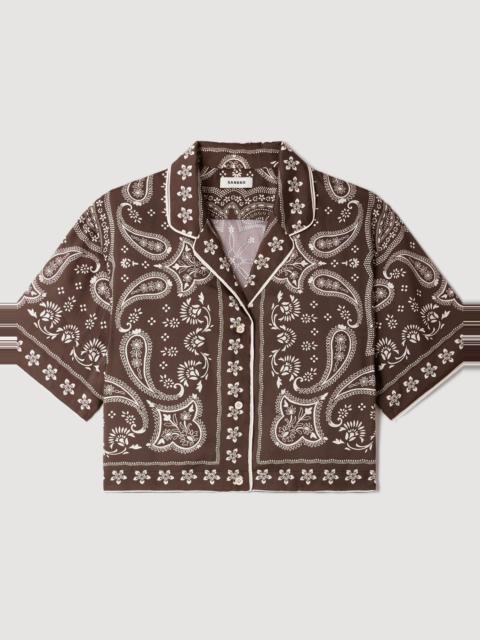 Sandro CROPPED BANDANA PRINT SHIRT