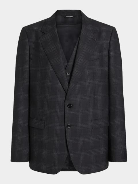 Dolce & Gabbana Men's Single-Breasted Plaid Three-Piece Suit