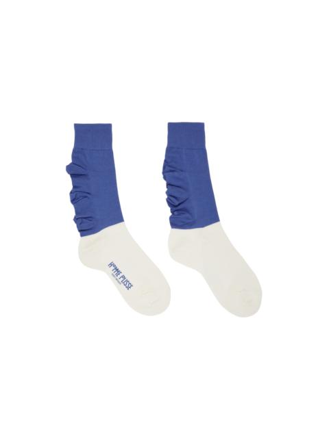 Off-White & Blue Flower Socks