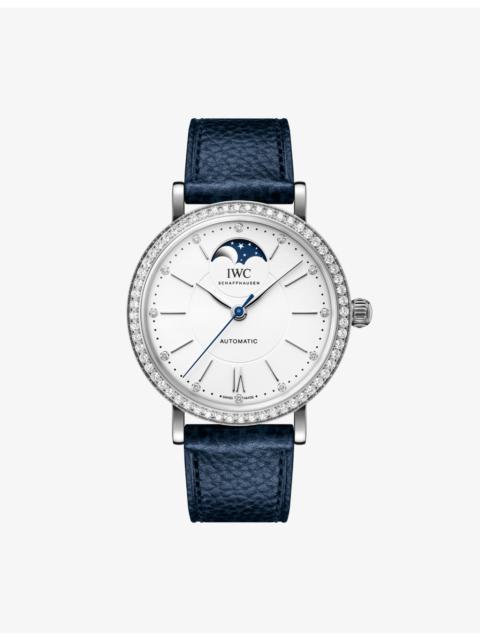 IWC Schaffhausen Portofino Moon Phase Stainless-Steel and 1.12ct Brilliant-Cut Diamond Automatic Watch 37.1mm