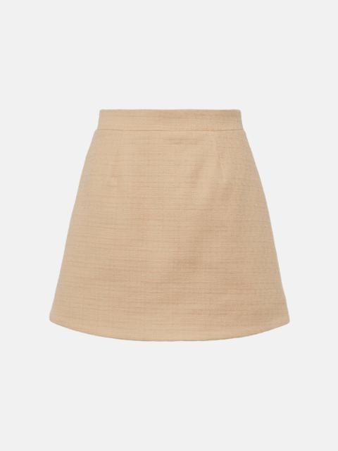 High-rise cotton-blend tweed miniskirt