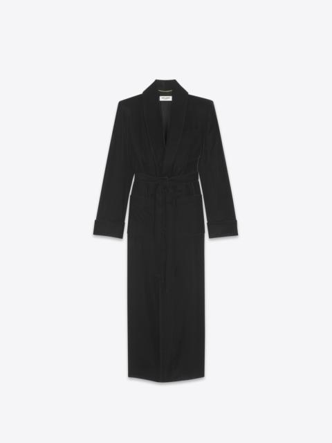 long belted coat in cupro velvet