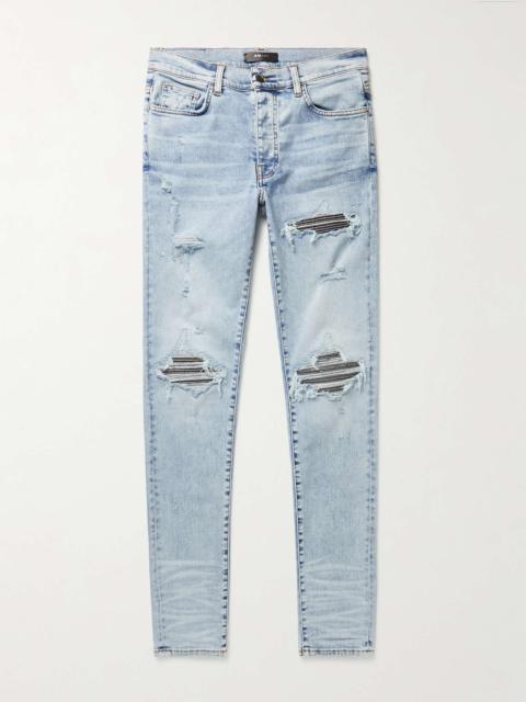 AMIRI MX1 Skinny-Fit Lamé-Panelled Distressed Jeans