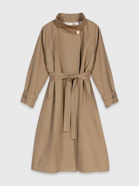 maje Long belted trench with gold buttons