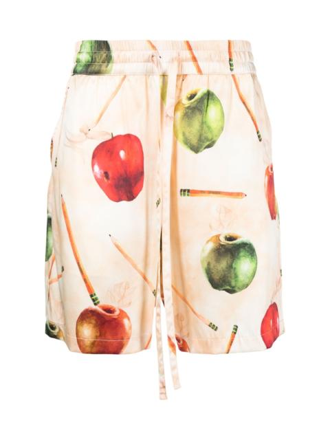 NAHMIAS FRUIT-PRINT SILK SHORTS