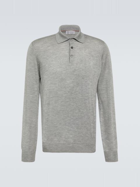 Cashmere and silk polo sweater