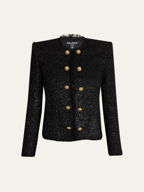 Balmain Buttoned Glitter Tweed Cardigan