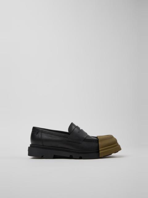 CAMPER Junction Black Leather Moccasins for Women.