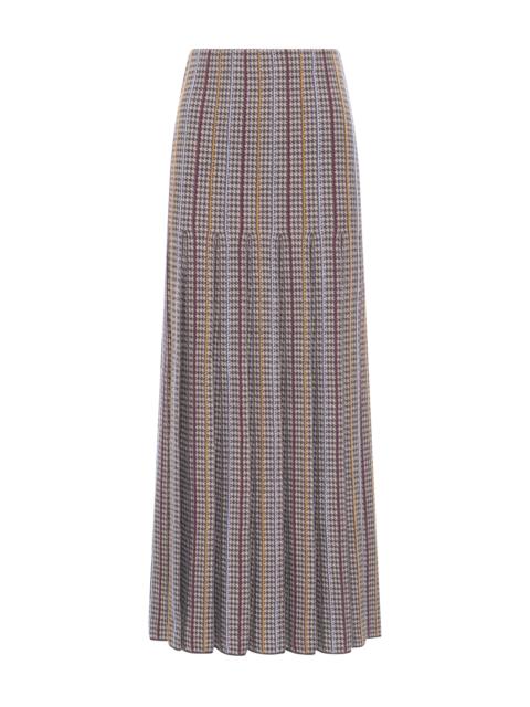 GABRIELA HEARST Prism Knit Skirt in Camel Multi Cashmere Silk Houndstooth