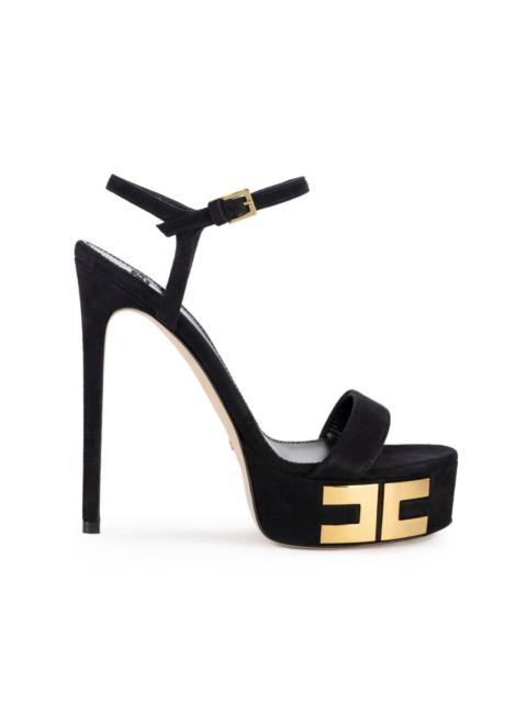 ELISABETTA FRANCHI 135mm logo-appliqué suede sandals
