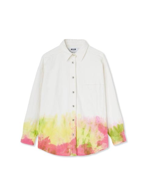 MSGM Bull cotton shirt with tie-dye treatment