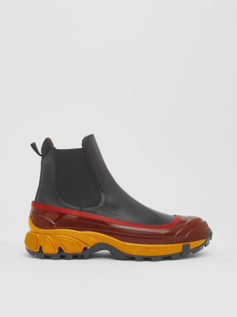 Burberry Contrast Sole Leather Chelsea Boots