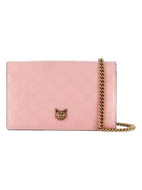 GUCCI (WMNS) Gucci Metallic Logo Embossing Leather Chain Shoulder Messenger Bag Pink 548060-0G6FT-5877