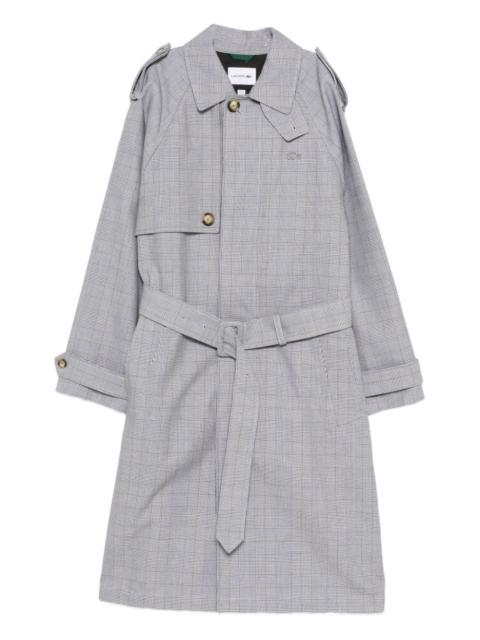 LACOSTE plaid belted coat