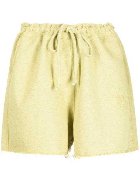 drawstring-waist raw-edge shorts