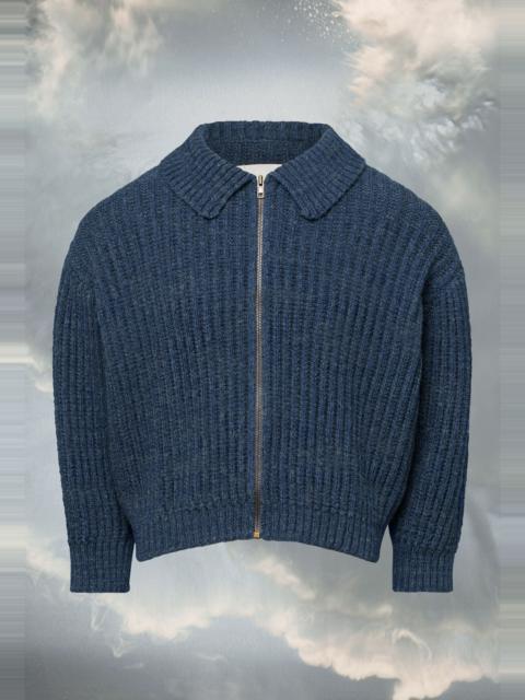 Distorted knit zip sweater