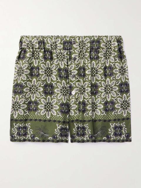 Wide-Leg Printed Silk-Twill Shorts