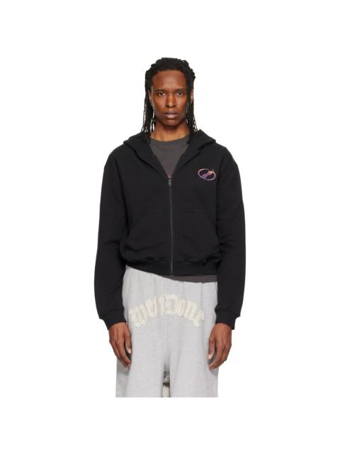 We11done Black Gradient Logo Zip-Up Hoodie