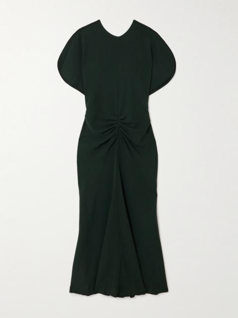Victoria Beckham Gathered Crepe Midi Dress