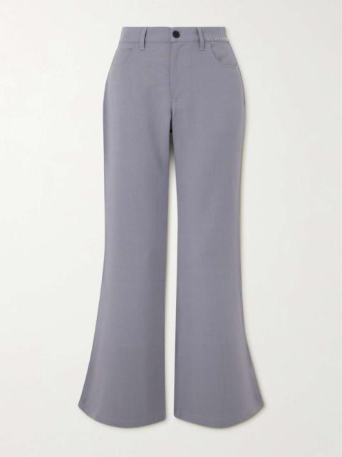 Embroidered grain de poudre wool and mohair-blend flared pants