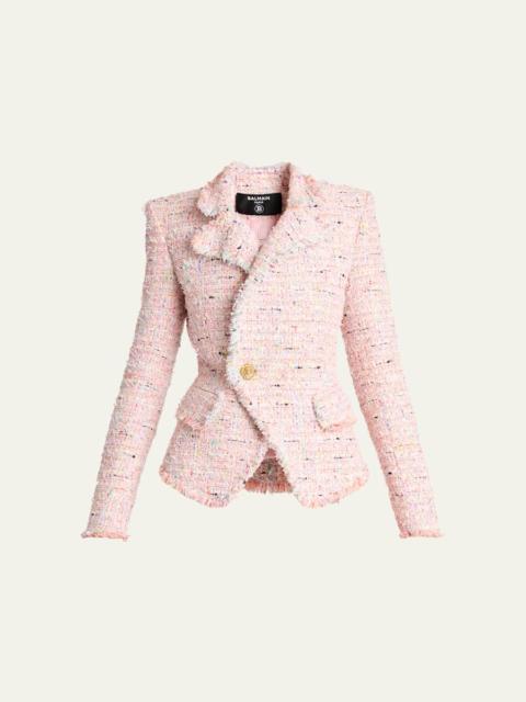 Balmain Lion Head Single-Breasted Tweed Jacket