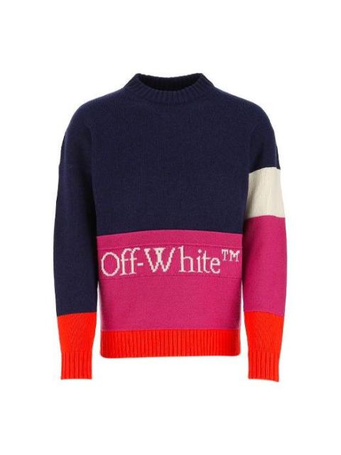 Off-White Off-White SS21 Colorblock Logo Round Neck Long Sleeves Blue OMHE048R21KNI0014972