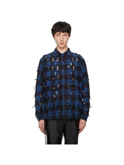 JUNTAE KIM Blue Laser-Slashed Shirt