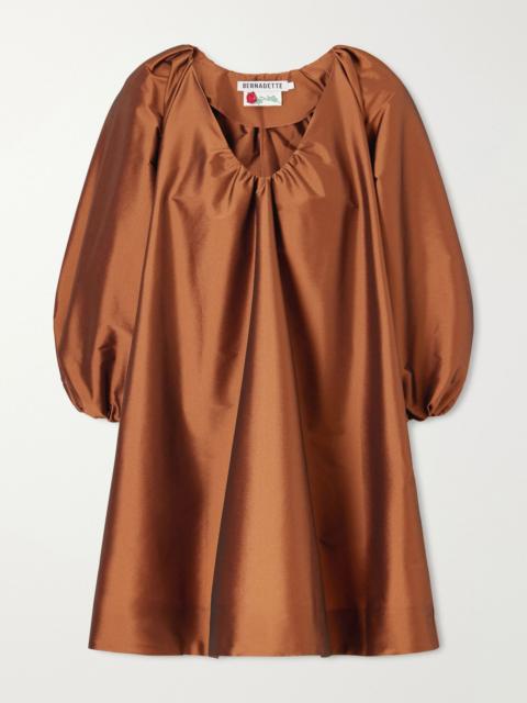 BERNADETTE George gathered taffeta mini dress Dark brown