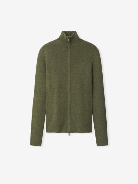 ESSENTIALS Womens Rib Knit Zip Up Jacket