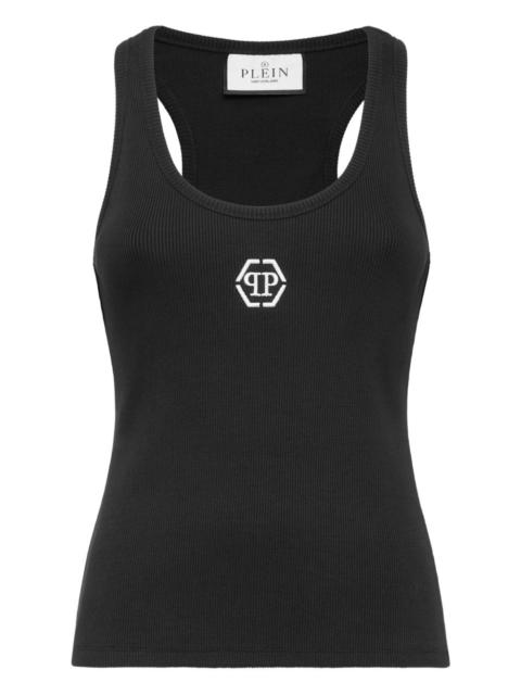 PHILIPP PLEIN ribbed hexagon-logo tank top