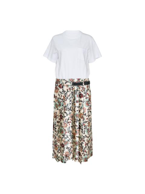 sacai Floral Print Cotton Jersey Dress